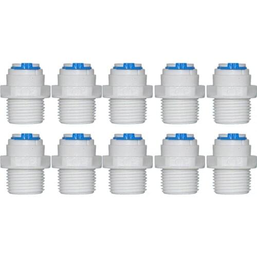 10 PCS 1/2" External threaded to 3/8" Quick connect Fittings water purifier accessories fast joint Straight(I-type) Male thread