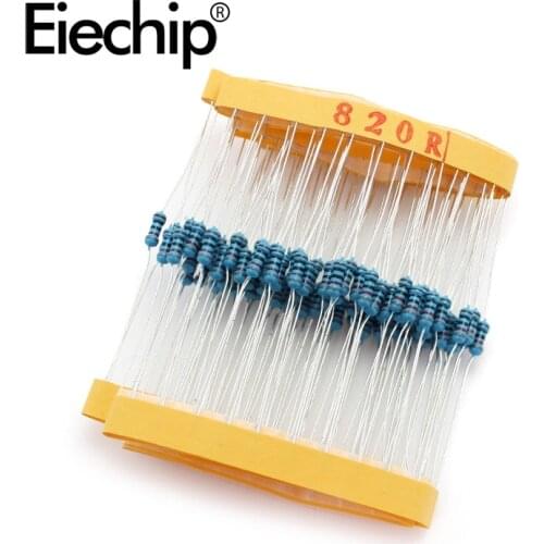 100pcs/lot 1/4W 1% Metal film resistor 820R 0.25W resistance 820 ohm Throught Hole