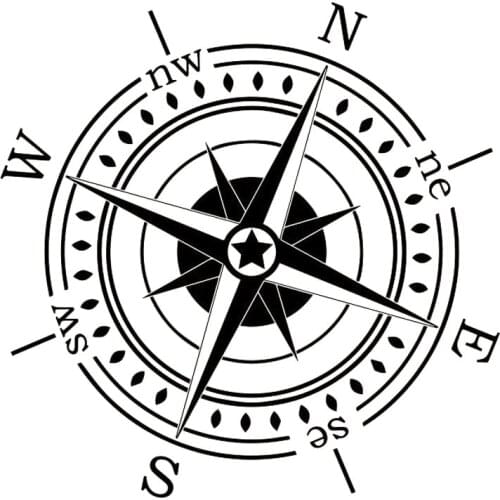 16.6cm*16.6cm NSWE Compass Nautical Vinyl Decal Car Stickers Black/Silver S6-3529