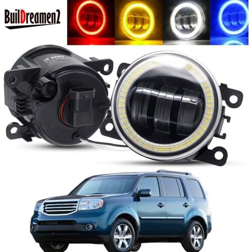2 X Angel Eye Fog Light Assembly Car Front Bumper LED Lens DRL Fog Daytime Running Lamp 30W H11 12V For Honda Pilot 2012-2015