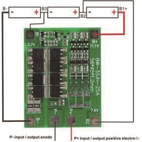 3S 25A Li-ion 18650 BMS PCM Battery Protection Board BMS PCM With Balance For li-ion Lipo Battery Cell Pack Module DIY