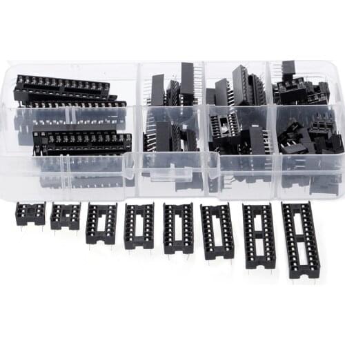 66pcs IC Socket DIP SIP Chip Socket Pin 2.54mm Pitch 6 8 14 16 18 20 24 28 Pins Wide IC Socket Adapter Solder Type