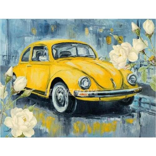5d Diy Diamond Painting Yellow car flower Mosaic Diamond Embroidery Needlework Full square diamonds with printed picture TY402
