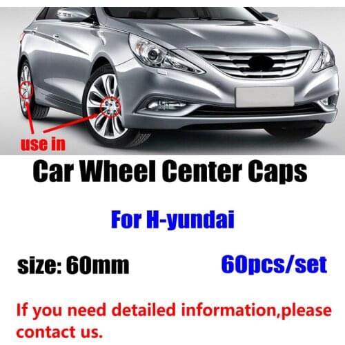 60pcs/lot 60mm Car Wheel Center Hub Caps Car Wheel Rim Hubcap Badge Covers For Hyundai Santa Fe Sonata Solaris Azera Creta I30