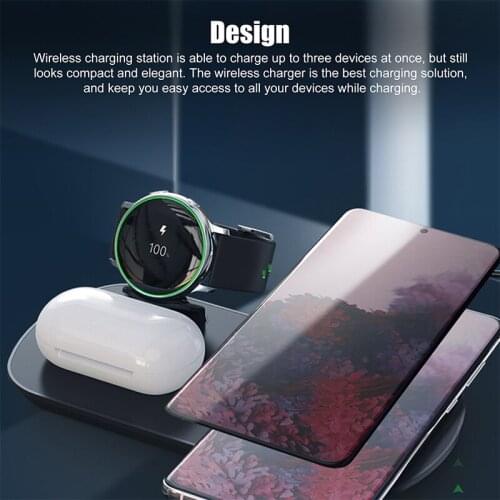 3-in-1 Qi Wireless Charger Dock Fast Charging Compatible for Samsung Phone/Watch/Buds Fast Wireless Charger Dock Station
