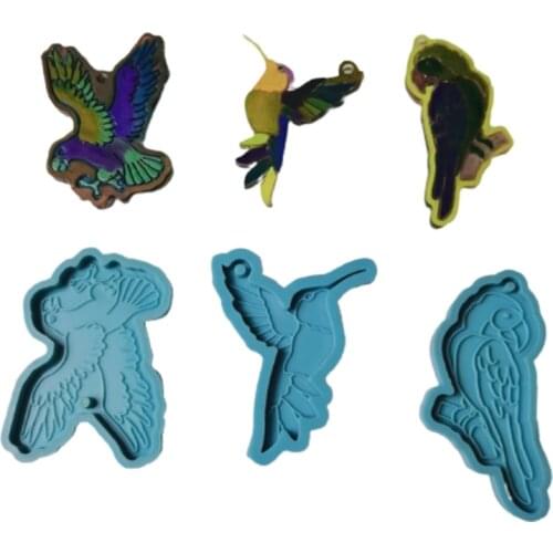 Birds Animal Keychain Epoxy Resin Mold Necklace Pendant Silicone Mould DIY Crafts Jewelry Casting Tools