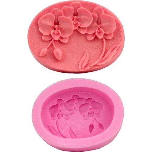 Orchid Flower Oval Silicone Soap DIY Mold Silicone Craft Art Mold 3D Mould Handmade Soap Mold Candle Making Mold