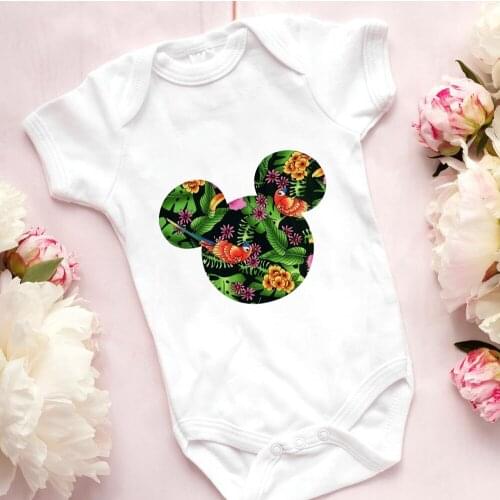 Toddler Bodysuits Mickey Mouse Head Leaf Print Newborn Romper Cute Gift Baby Onesie Girl Boy Infant Jumpsuit