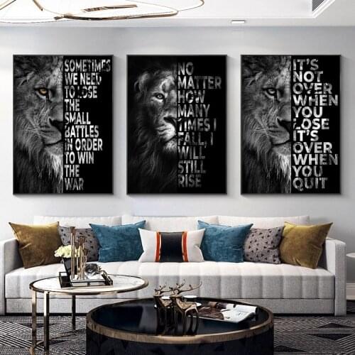 Wild Lions Letter Motivational Quote Canvas Painting Animals Posters Prints Wall Art Picture Cuadros Home Decor Room Decoration