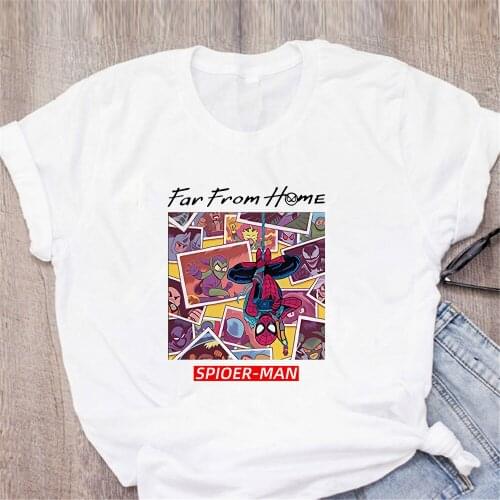 Marvel Women Tshirts Short Sleeve Spider Man O-Neck Casual T Shirt Cartoon Plussize Tee Tops Female Clothes Dropship