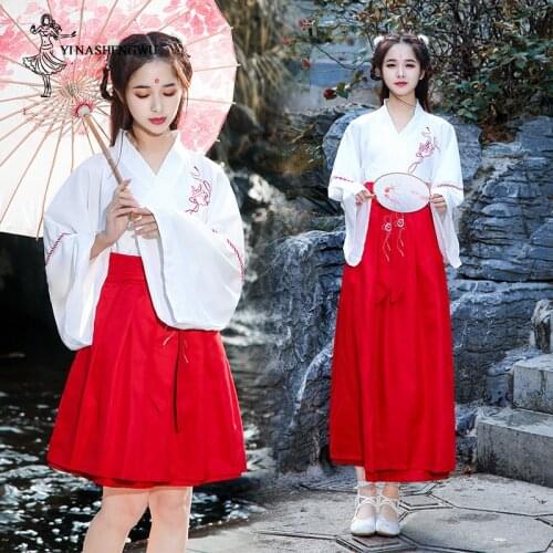 Kimonos Costumes Dress Women Embroidery Skirts Chinese Female 2 Pieces Sets Women Suits Clothing Yukata Haori Japanese Clothes