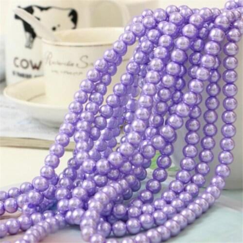 Loose 3mm-10mm Lt Purple Color Fake Pearl DIY Hand Craft Round Glass Imitation Pearl Beads Clothing&Garment Nail Art Decoration
