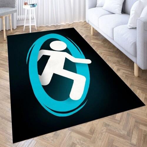 Portal Blue Carpet for Living Room 3D Anime Cartoon Rug Gamer Teen Room Bedside Lounge Rug Kids Children Floor Mats