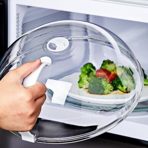 Microwave Oven Food Cover Heat Resistant Transparent Anti Sputtering Kitchen Cookware Parts Handle Reusable Airtight Food Covers