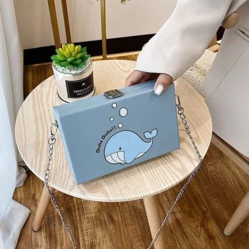 Summer Travel Womens Leather Luxury Handbag 2021 New Fashion Cartoon Box Shape Cute Shoulder Bag