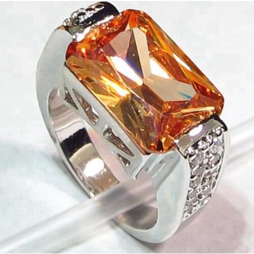 Fleure Esme Engagement Wedding Fashion Rings For Noble Women Champagne Cubic Zirconia Rave Reviews Rhodium Plated R334 size 6