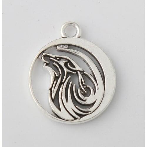 RAINXTAR Fashion Alloy Vintage Wolf Animal Charms For Necklaces 17*20mm 20pcs AAC228