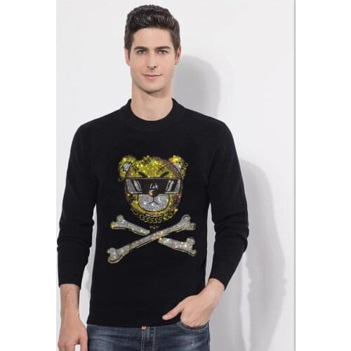 Drop shipping Brand sweater men pullover Diamond stone homme Hot drill mens sweaters 2020