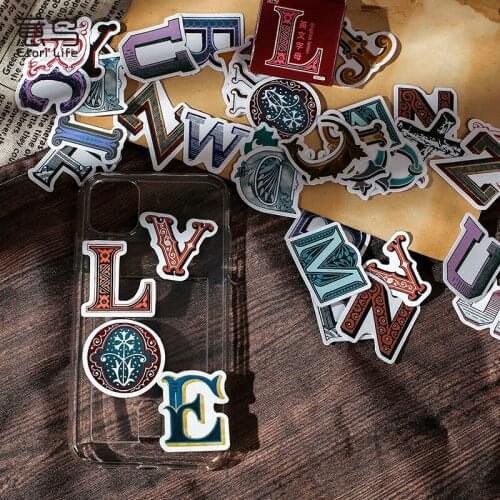 52pcs/box Alphabet stickers INS Stickers Travel Sticker Srapbooking Diary Ablum Decorative For Children Stationery Labels