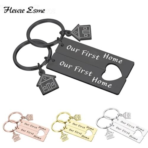 Our First Home Family Keychain Couples Key Chain Anniversary Valentine Day Gift Boyfriend Girlfriend Love Gift for Families