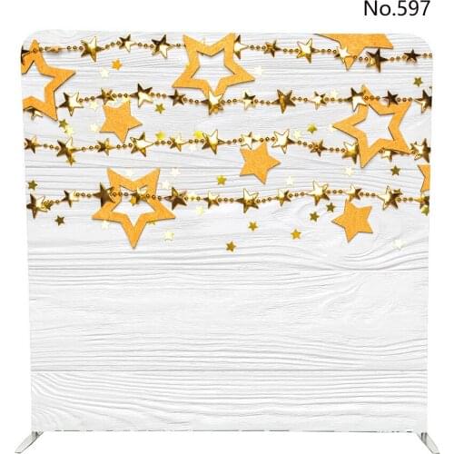 No.597 Golden beads of shine stars on a white wooden pillow case backdrop with stand for photobooth