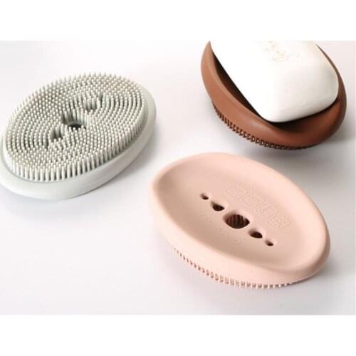 New 50pcs/lot Silicone Soap Holder With Soft Cleaning Brush Utensil Rest Sponge Holders Kitchen Organizer Spoon Storage Non-Slip