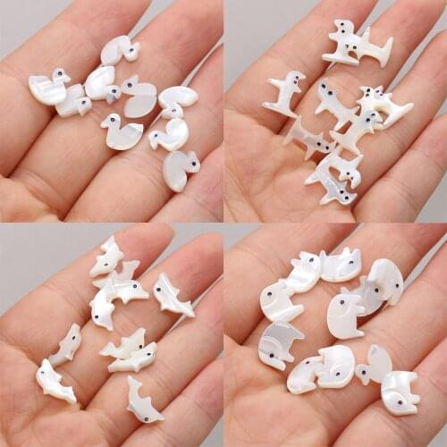 Wholesale Natural Mother of Pearl Shell Beads Reiki Heal Cat/Duck/Pig Spacer Bead for Jewelry Making Necklace Earring Supplies