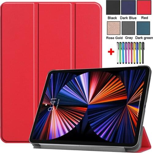 Tablet For IPad Pro 12 9 Case 2020 2021 Solid PU PC Shell For IPad Pro 12.9 Cover 2021 2018 Funda Protective Folding Paint Caqa