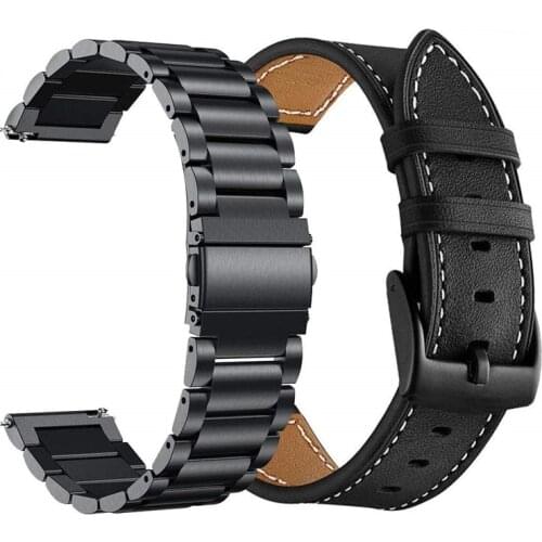 For Samsung Galaxy Watch active 2 44mm 40mm Band Sets Stainless Steel and leather Bracelet Strap for Galaxy Watch 42mm Gear s2