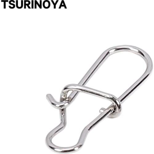 TSURINOYA Stainless Steel Fishing Snaps 50PCS Fastlock Clips Safety Pin Connector Accessories Tackle for Lures Hooks