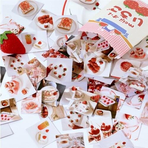 Cute Strawberry Food Adhesive Sticker Kawaii Scrapbooking Planner Album Decoration DIY Seal Labels Stickers 46 Pieces