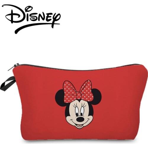 Disney Mickey Minnie Cosmetic Bags Red Fashion Women Makeup Bag Portable Cute Cartoon Storage Bag Mini Coin Purse Custom Pattern