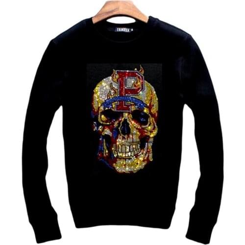 Hot drill Hoodie for man M-4XL winter fitness top quality hip-hop pullover Rhinestones anime sweatshirts