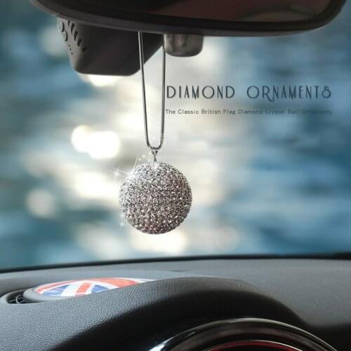 Car Interior Rearview Mirror Pendant Crystal Diamond Ball Hanging Ornament Decoration For Mini Cooper R55 R56 F60 Smart fortwo