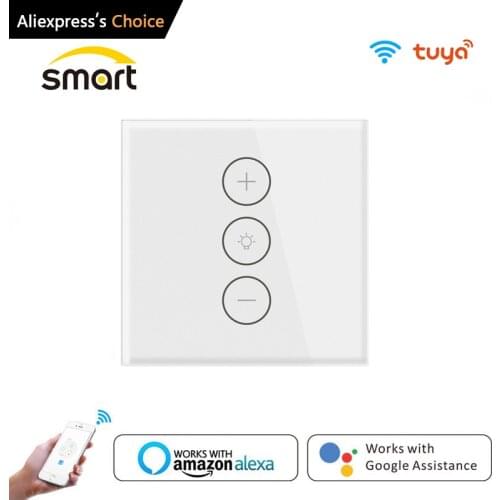 Wifi Smart Wall Touch Light Dimmer Switch 400W 1 Gang EU/UK Standard APP Remote Control Works Alexa and Google Home