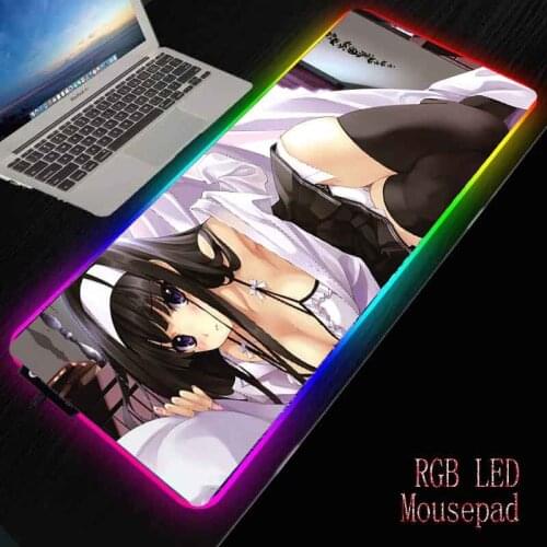 XGZ animation mouse pad RGB sexy girl thigh design large mouse pad led cool side lights high quality keyboard desk mat