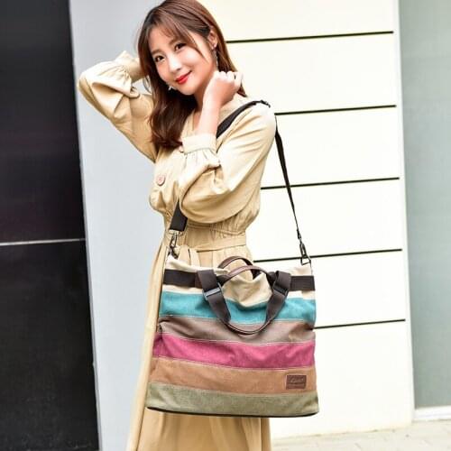 2021 Women Leisure Large Capacity Canvas Bag Ladies Canvas Commuter Tote Bag Fashion Canvas Shoulder Bag