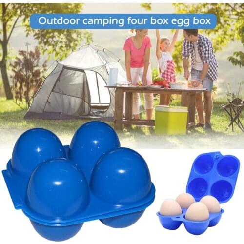 2pcs Outdoor Camping Four-grid Egg Box 12.5*11.5*11.5cm 4 Grid Egg Tongs Egg Organizer Shatterproof Portable Plastic Egg Box