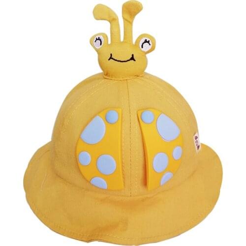 2021 Children Fisherman Hat Cute Girl Boy Ladybug Stereo Pattern Popular Bucket Hat Pattern Baby Sun Hat Cotton 6-18 Months