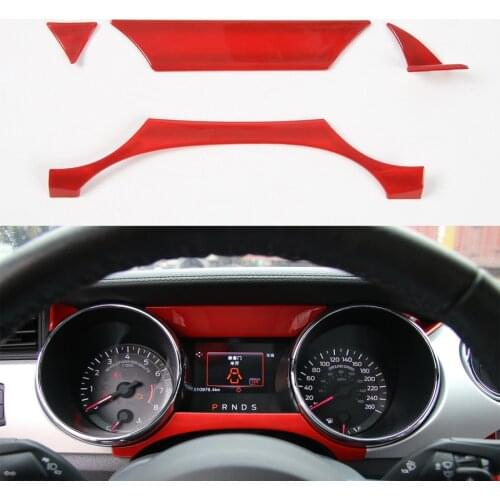 4Pcs/set Car Dashboard Instrument Decoration Strip Trim Styling Cover For Ford Mustang 2015 2016 ABS Auto Accessory