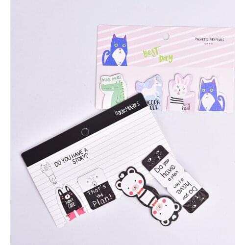 4pcs/pack Cactus Bear Cat Magnetic Bookmarks Books Marker Of Page Stationery School Office Supply Student Rewarding Prize