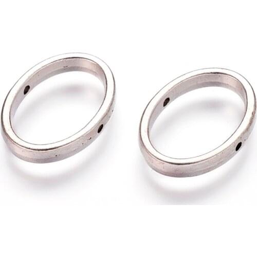 500pcs Tibetan Style Antique Silver Color Oval Spacer Bead Frames Jewelry Findings Lead Free, Cadmium and Nickel Free