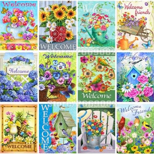 Diamond Painting Full Square Welcom Diamond Art Rhinestones Home Decor Gift Diy 5d Embroidery Sale Cross Stitch TT1816