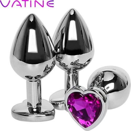 IKOKY Heart Shaped Anal Plug Butt Plug Crystal Jewelry Erotic Stainless Steel Prostate Massager Sex Toys For Woman Men Gay