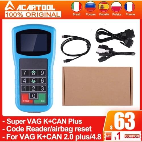Super For VAG K+CAN 2.0 plus Code Reader airbag reset Scanner Super For VAG K CAN plus 2.0 OBD2 Car Diagnostic Tools