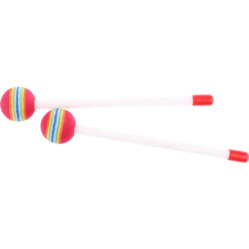 2pcs Drum Mallet Drumsticks w Lollipop Head Music Percussion Instrument Toy