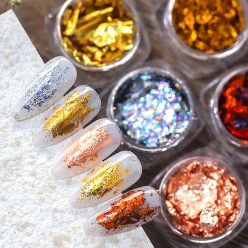 Flakes Glitter Aluminum Laser Gold Silver Foil Sequins Chrome Powder Nails Irregular Sticker Paillettes Art Manicure Decor