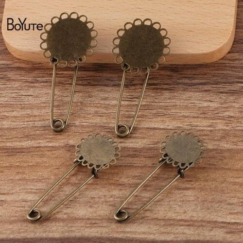 BoYuTe Custom (200 Pieces/Lot) 13*18MM 20MM Flat Base Welding 35*1.4MM Brooch Pins Vintage Diy Jewelry Accessories