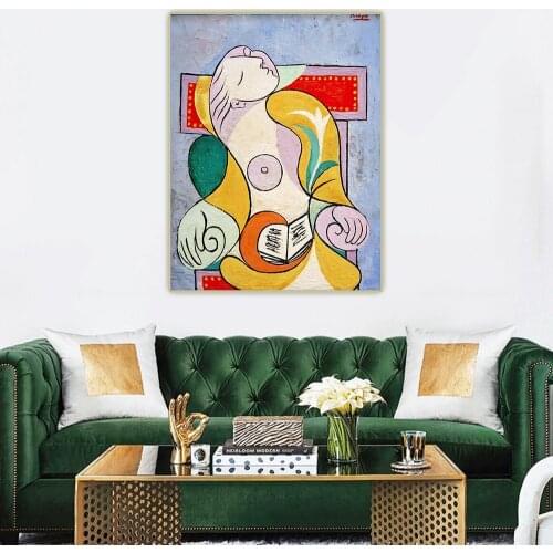 Citon Pablo Picasso《Reading》Canvas Art Oil Painting Artwork Poster Decorative Picture Wall Decor Home Living Room Decoration