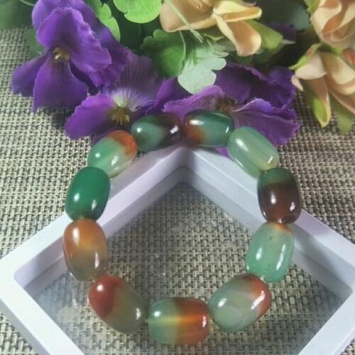 Natura Colored Agate Bucket Bead Jade Bracelet Jewelry Lucky Exorcise Evil Spirits Safety Amulet Jade Bracelet Fine Jewelry